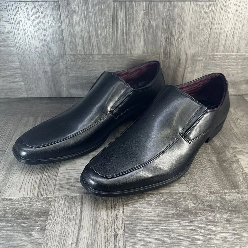 Perry Ellis Men's size 10 Ultra Cush Pablo 4 Black Leather Slip On Dress Shoes